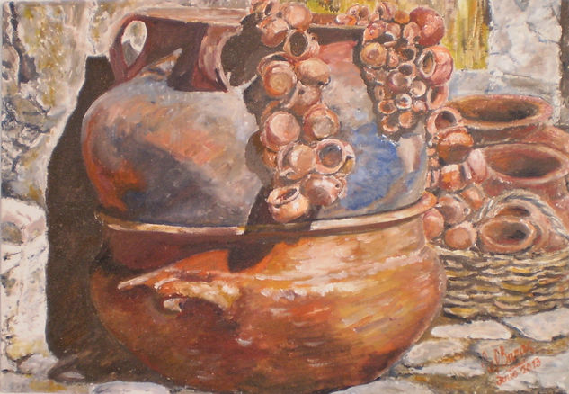 VASIJAS Óleo Tabla Bodegones