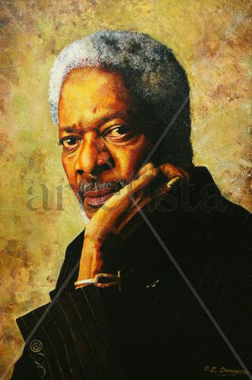 Koffi Annan Oil Canvas Portrait