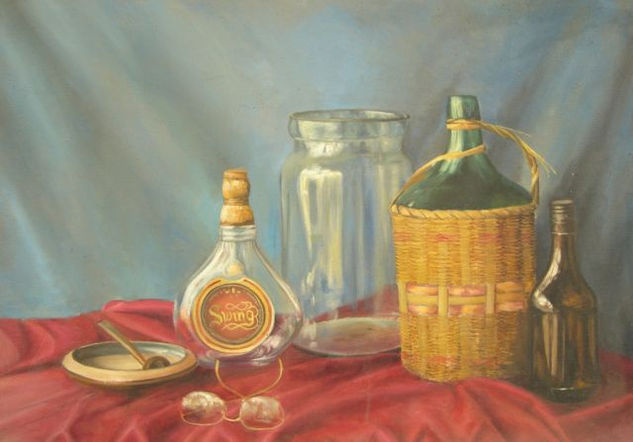 Bodegon en azul Oil Canvas Still Life Paintings