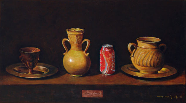 Potes y botes Acrylic Panel Still Life Paintings