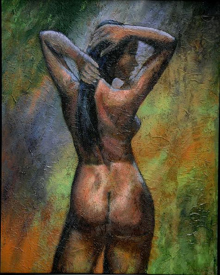 Mujer indigena Media Mixta Lienzo Desnudos