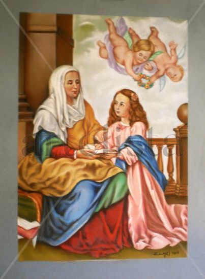 La Virgen niña con Sta. Ana Pastel Cartulina Otros