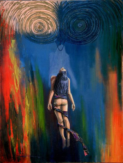 Magia de mujer indigena Mixed media Canvas Figure Painting