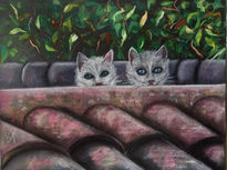 Gatos en el tejado