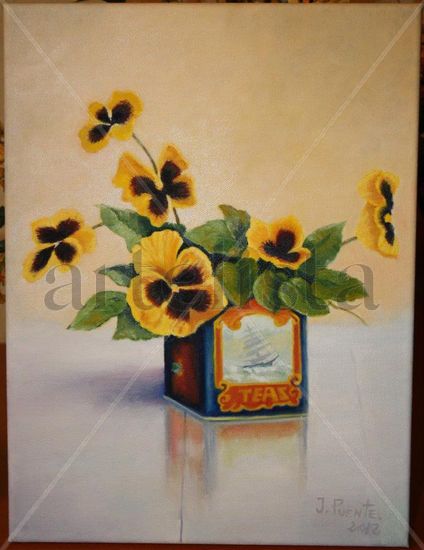 PENSAMIENTOS... Oil Canvas Floral Painting