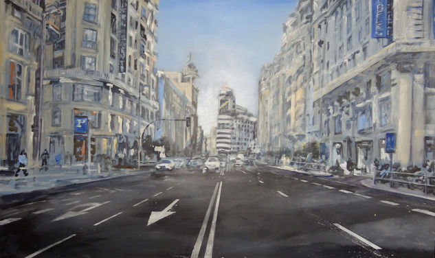 Gran Via Madrid Mixed media Canvas Landscaping