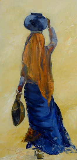 mujer con cantaro Oil Canvas Figure Painting