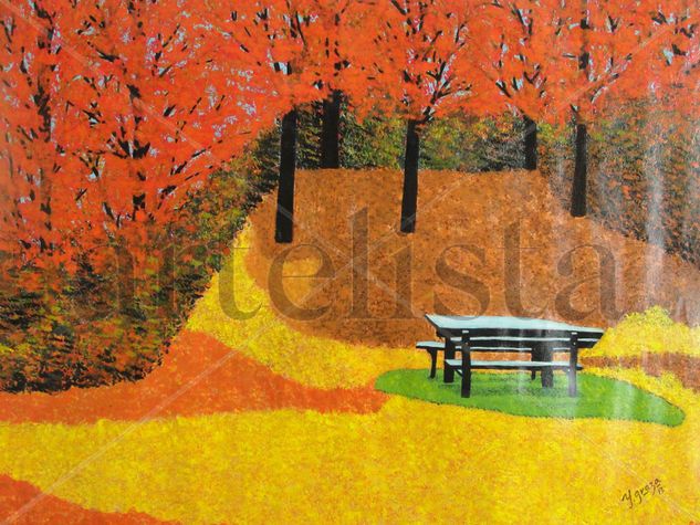 Picnic en el bosque Acrylic Canvas Landscaping