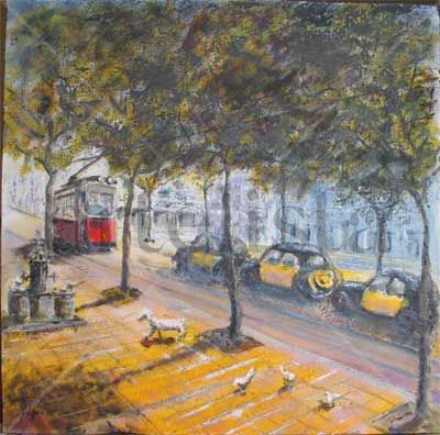 Plaza Rovira Oil Canvas Landscaping