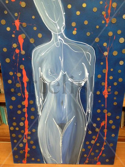 La  viuda  de mis  euros Acrylic Canvas Figure Painting