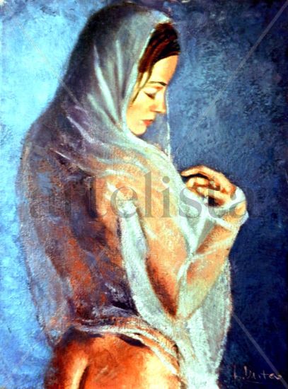 Azul Oil Canvas Figure Painting