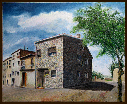 Casa de piedra Oil Canvas Landscaping