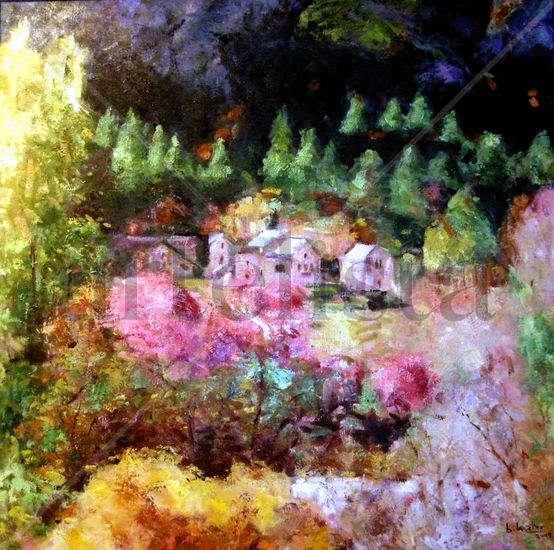 Las casas rosas Oil Canvas Landscaping