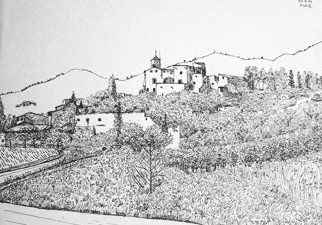 Paisaje con el campanario de Canyelles