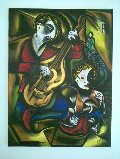 El guitarrista y la  modelo 3 Acrylic Canvas Others