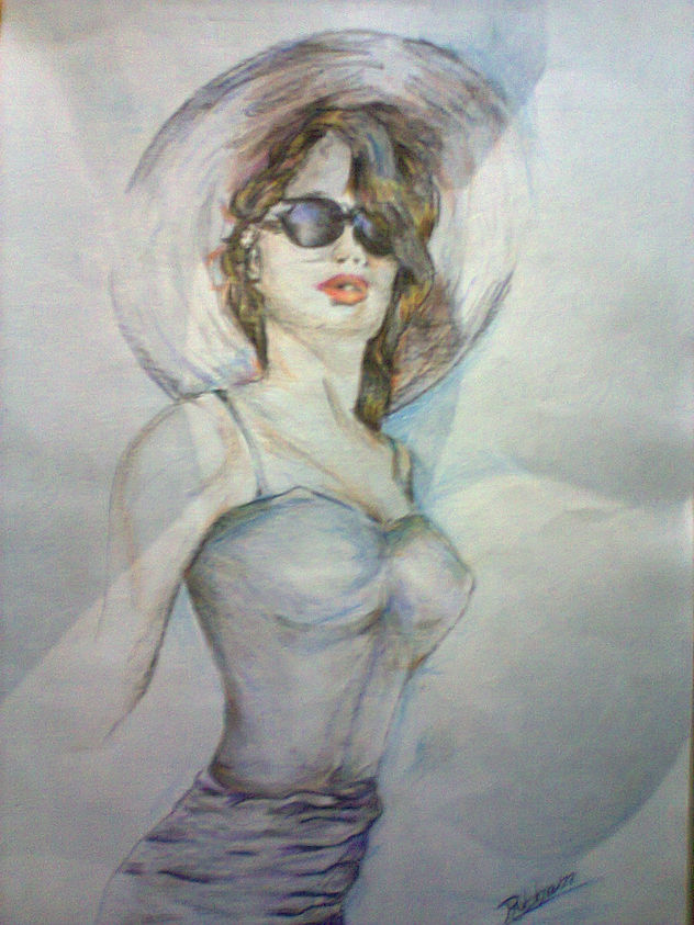 mujer con capelina