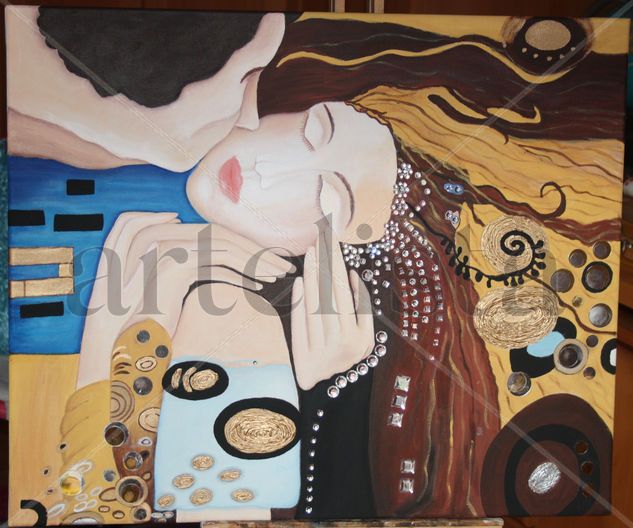 el beso-... Oil Canvas Figure Painting