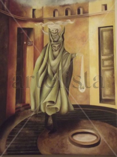 Saliendo del Psicoanalista Oil Canvas Figure Painting