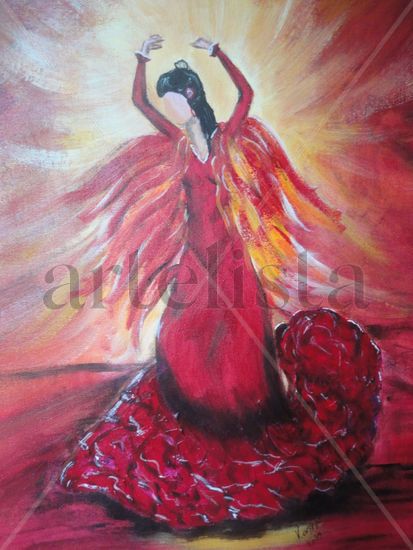 Flamenca en Tablao Acrílico Lienzo Figura