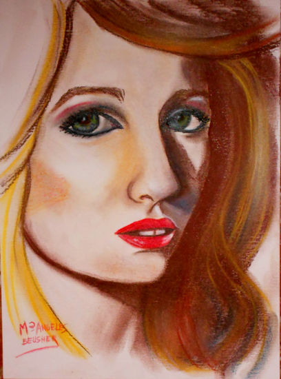 Labios rojos 1 Pastel Card Portrait