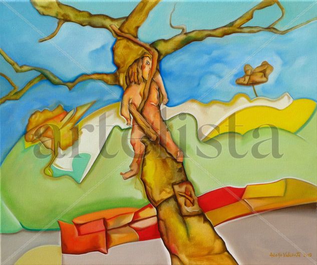 Muñeca en una higuera Oil Canvas Figure Painting