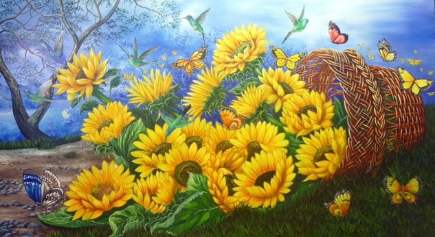 girasoles 2 Oil Canvas Floral Painting