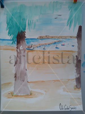 Playa de la Almadraba Watercolour Card Landscaping