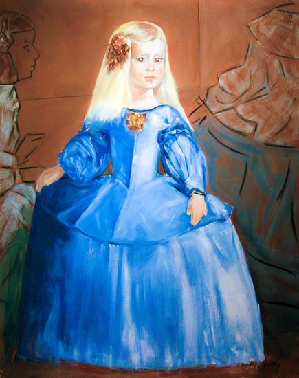 Menina vestida de azul Oil Canvas Figure Painting