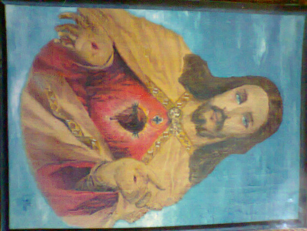 Corazon de jezus Óleo Tabla Retrato