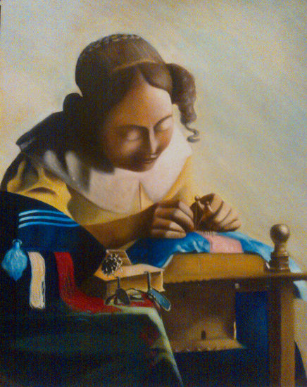 Releitura - Vermeer Oil Textile Portrait