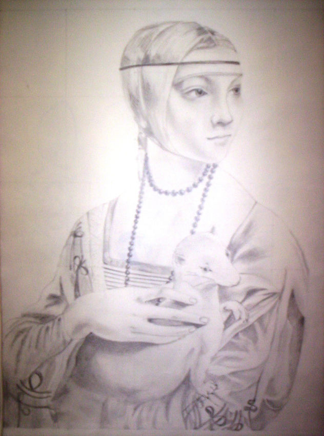 Dibujo "LA DAMA DEL ARMIÑO" Leonardo Da Vinci