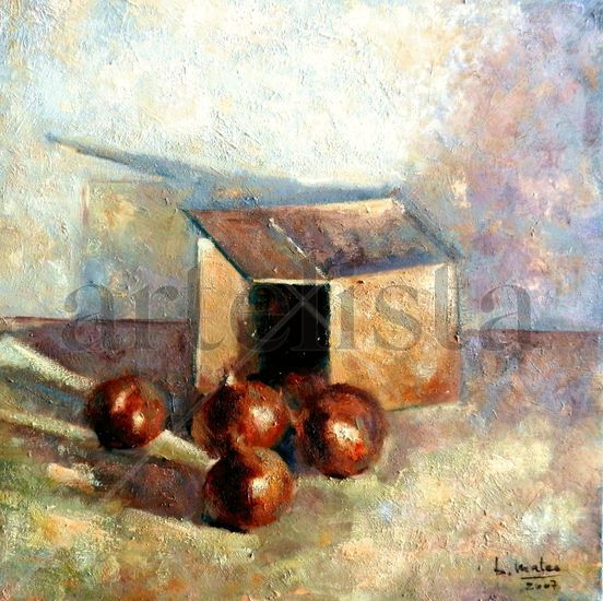 Bodegón con cebollas Oil Canvas Still Life Paintings