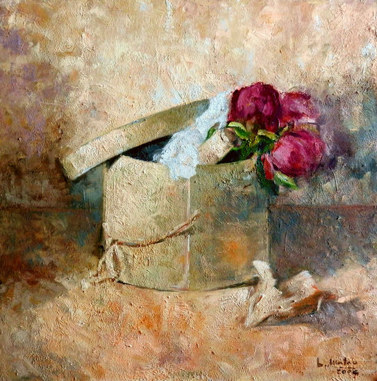 sombrerera con flores Oil Canvas Still Life Paintings