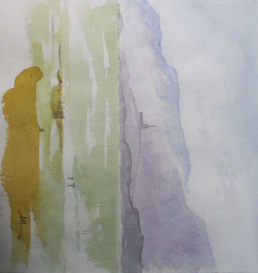 perspectiva desde el lago Watercolour Card Landscaping