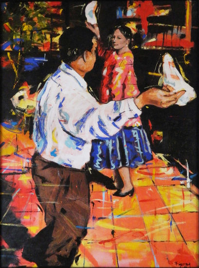 La Cueca Oil Canvas Figure Painting