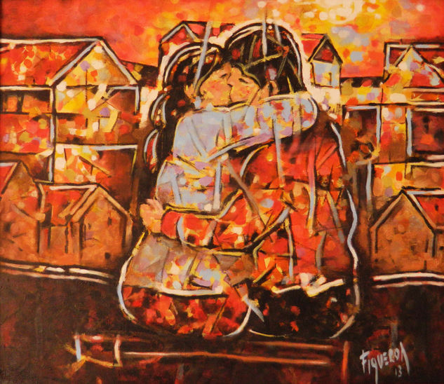 El beso Oil Canvas Figure Painting