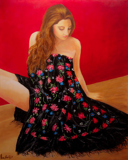 Paula y su manton Oil Canvas Figure Painting