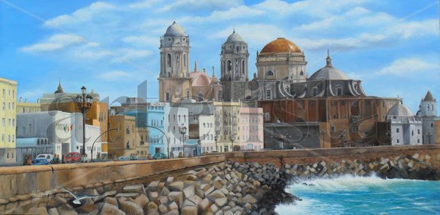 Panorámica de Cádiz Oil Canvas Landscaping