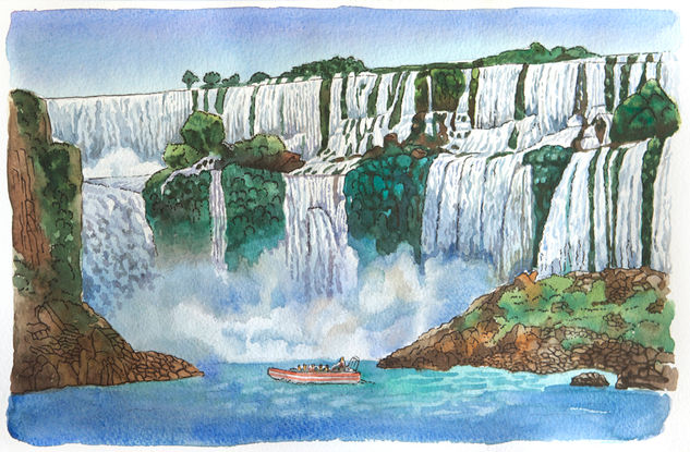 Cataratas del Iguazu Watercolour Card Landscaping