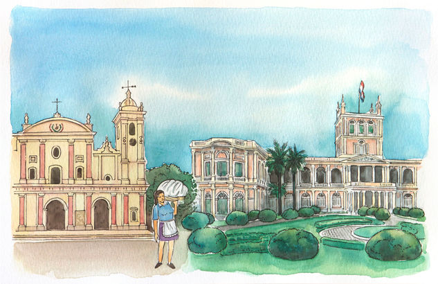 Asuncion Watercolour Card Landscaping