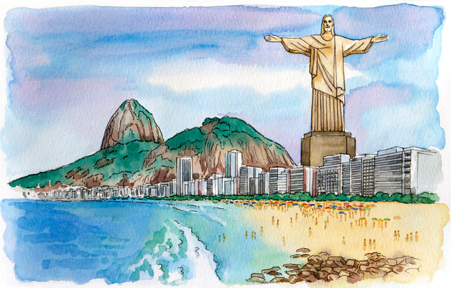 Rio de Janeiro Watercolour Card Landscaping