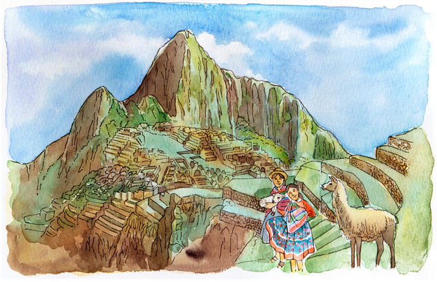 Machu Pichu Watercolour Card Landscaping