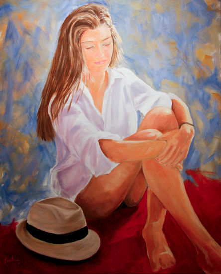 Sofia y su sombrero Oil Canvas Figure Painting