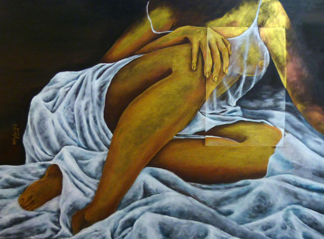 La Dama Dorada Acrylic Canvas Nude Paintings