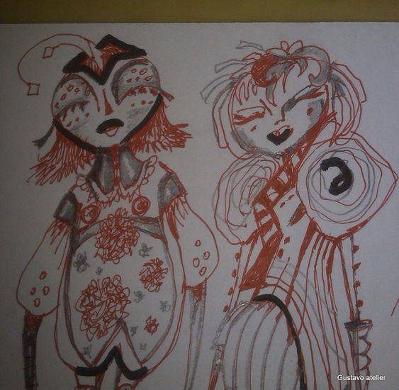 rojo, color del sexo , y gris serenidad Felt-tip pen Paper Figure Painting