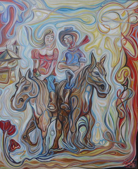 Los norteños Oil Canvas Figure Painting