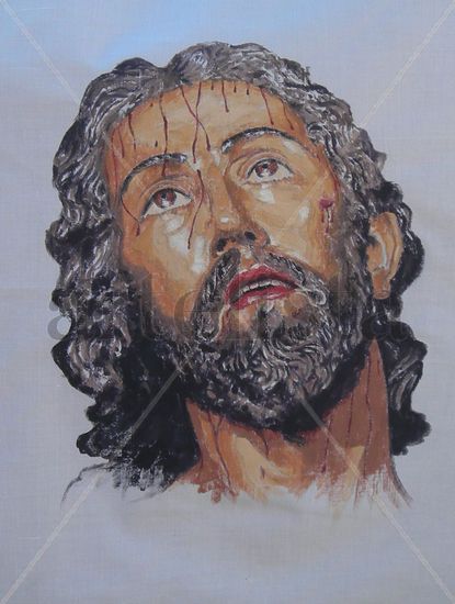 Jesús Despojado Acrylic Textile Portrait