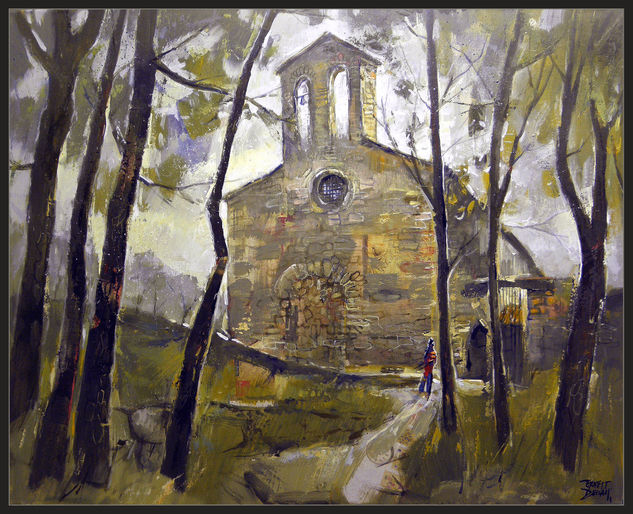 ERMITA-CERCS-PINTURA-ERMITAS-BOSQUE-CUADROS-PAISAJE-PINTOR-ERNEST DESCALS Oil Canvas Landscaping