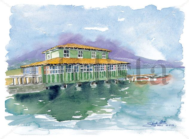 Embarcadero Lago San Pablo Watercolour Card Landscaping