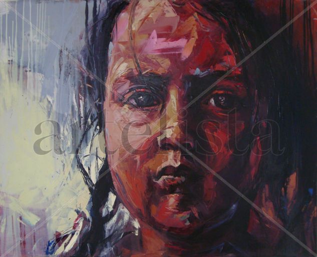 Retrato en Rojo Oil Canvas Portrait